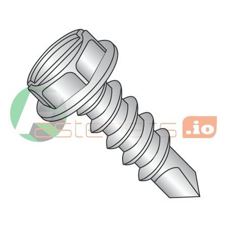 Self-Drilling Screw, #10 X 5/8 In, Plain 410 Stainless Steel Hex Head Slotted Drive, 3500 PK